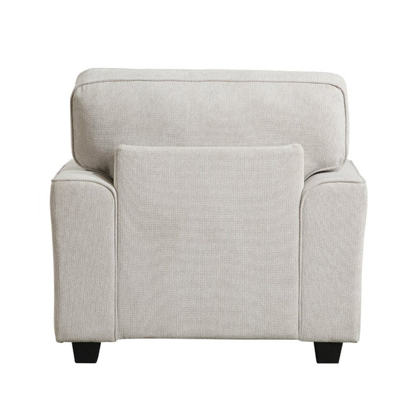 English Elm Chair Upholstered in Sand Chenille with Nailhead Trim and Black Faux Wood Legs B011P581987