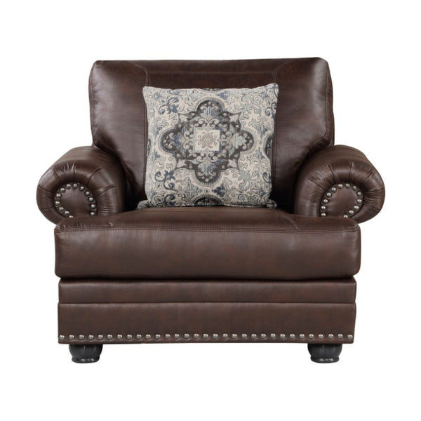 English Elm Swivel Accent Chair Chenille Upholstered Walnut Frame Mid-Century Living Room Seat Dark Brown Microfiber 47.5 L x 40.5 W x 39.5 H B011P581994
