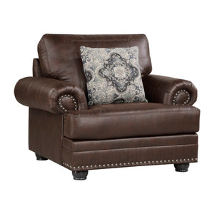 English Elm Swivel Accent Chair Chenille Upholstered Walnut Frame Mid-Century Living Room Seat Dark Brown Microfiber 47.5 L x 40.5 W x 39.5 H B011P581994