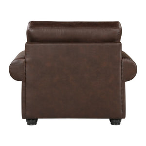 English Elm Swivel Accent Chair Chenille Upholstered Walnut Frame Mid-Century Living Room Seat Dark Brown Microfiber 47.5 L x 40.5 W x 39.5 H B011P581994