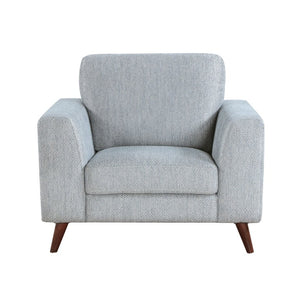 English Elm Swivel Accent Chair Chenille Upholstered Walnut Frame Mid-Century Living Room Seat Blue-gray Chenille 40 L x 34 W x 34 H B011P581996