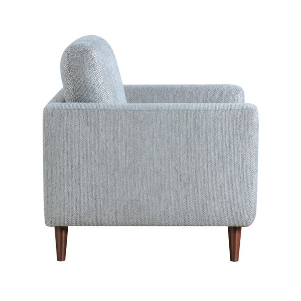 English Elm Swivel Accent Chair Chenille Upholstered Walnut Frame Mid-Century Living Room Seat Blue-gray Chenille 40 L x 34 W x 34 H B011P581996