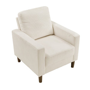 English Elm Swivel Accent Chair Chenille Upholstered Walnut Frame Mid-Century Living Room Seat Beige Solid Wood 32 L x 34 W x 36.5 H B011P581998