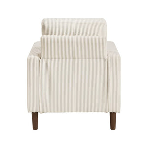 English Elm Swivel Accent Chair Chenille Upholstered Walnut Frame Mid-Century Living Room Seat Beige Solid Wood 32 L x 34 W x 36.5 H B011P581998