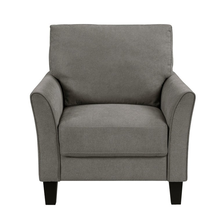 English Elm Chair Upholstered in Textured Polyester Fabric with Pocket Coil Support and Flared Arms B011P582000