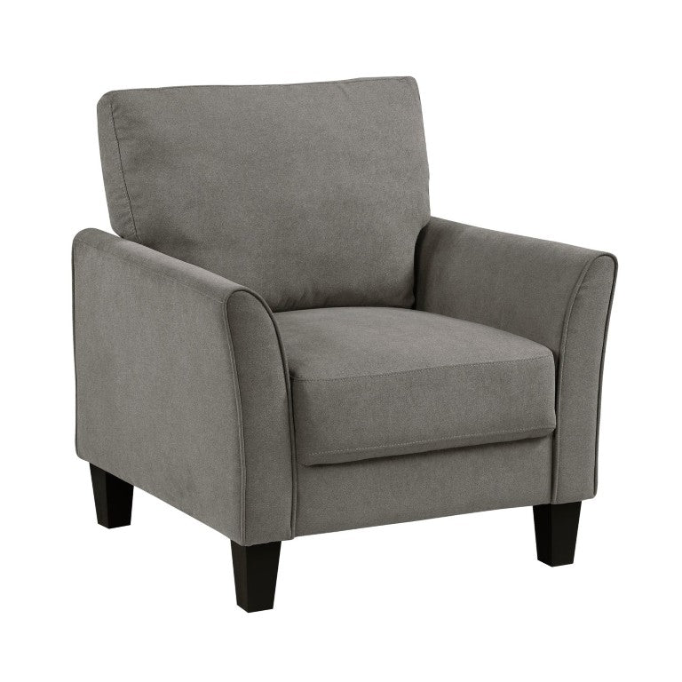 English Elm Chair Upholstered in Textured Polyester Fabric with Pocket Coil Support and Flared Arms B011P582000
