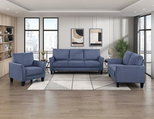 English Elm Swivel Accent Chair Chenille Upholstered Walnut Frame Mid-Century Living Room Seat Blue Solid Wood 34 L x 34 W x 36.5 H B011P582005