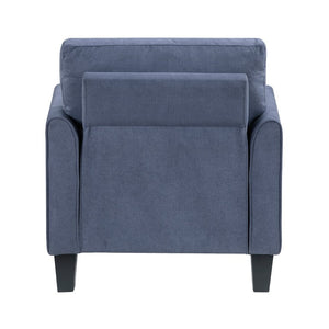 English Elm Swivel Accent Chair Chenille Upholstered Walnut Frame Mid-Century Living Room Seat Blue Solid Wood 34 L x 34 W x 36.5 H B011P582005