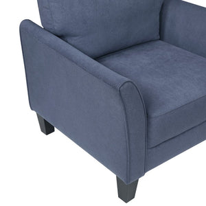 English Elm Swivel Accent Chair Chenille Upholstered Walnut Frame Mid-Century Living Room Seat Blue Solid Wood 34 L x 34 W x 36.5 H B011P582005