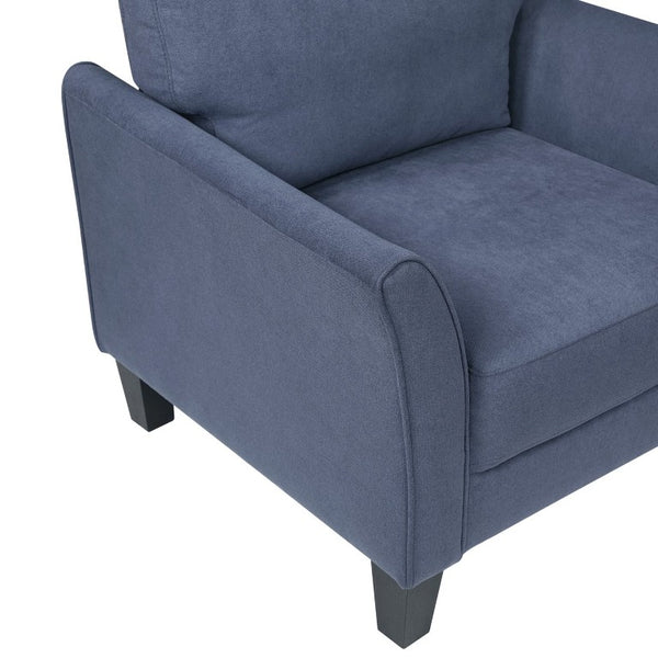 English Elm Swivel Accent Chair Chenille Upholstered Walnut Frame Mid-Century Living Room Seat Blue Solid Wood 34 L x 34 W x 36.5 H B011P582005
