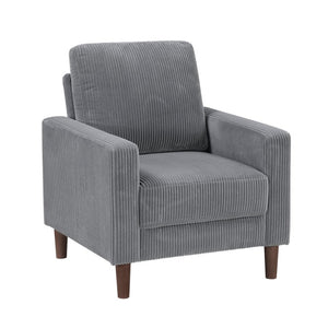 English Elm Chair Corduroy Upholstered Track Arm Accent Seat with Pocket Coil Support and Warm Wood Legs B011P582011