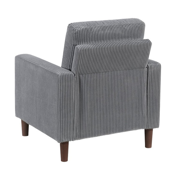 English Elm Chair Corduroy Upholstered Track Arm Accent Seat with Pocket Coil Support and Warm Wood Legs B011P582011