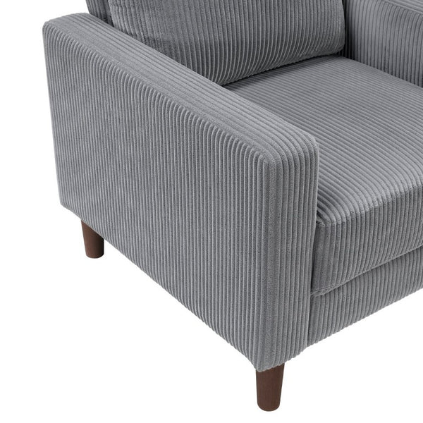 English Elm Chair Corduroy Upholstered Track Arm Accent Seat with Pocket Coil Support and Warm Wood Legs B011P582011