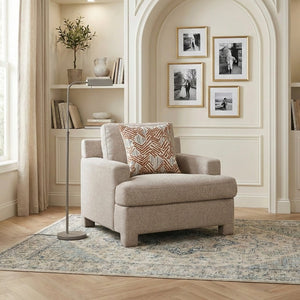 English Elm Swivel Accent Chair Chenille Upholstered Walnut Frame Mid-Century Living Room Seat Taupe Chenille 39 L x 40.5 W x 36 H B011P582015