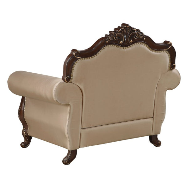 English Elm Chair Button Tufted European Accent Armchair with Jacquard Damask and Crystal Embellishments B011P582016