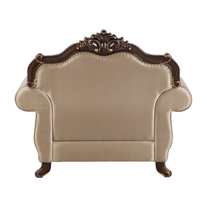 English Elm Chair Button Tufted European Accent Armchair with Jacquard Damask and Crystal Embellishments B011P582016