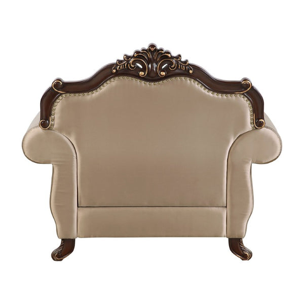 English Elm Chair Button Tufted European Accent Armchair with Jacquard Damask and Crystal Embellishments B011P582016