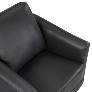 English Elm Swivel Accent Chair Chenille Upholstered Walnut Frame Mid-Century Living Room Seat Black Leather 33 L x 35 W x 36 H B011P582018