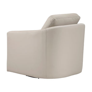 English Elm Swivel Accent Chair Top Grain Leather Barrel Arm Design with Pocket Coil Seat Support B011P582020