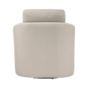 English Elm Swivel Accent Chair Top Grain Leather Barrel Arm Design with Pocket Coil Seat Support B011P582020