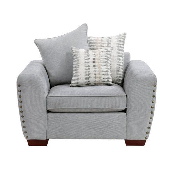 English Elm Chair Oversized Chenille Accent Seat with Nailhead Trim and Solid Wood Legs for Living B011P582021
