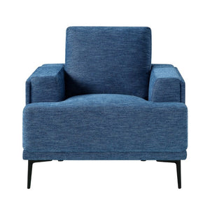 English Elm Swivel Accent Chair Chenille Upholstered Walnut Frame Mid-Century Living Room Seat Blue Chenille 40 L x 36 W x 36.5 H B011P582022