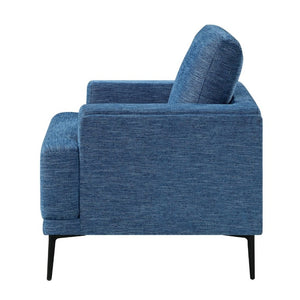 English Elm Swivel Accent Chair Chenille Upholstered Walnut Frame Mid-Century Living Room Seat Blue Chenille 40 L x 36 W x 36.5 H B011P582022