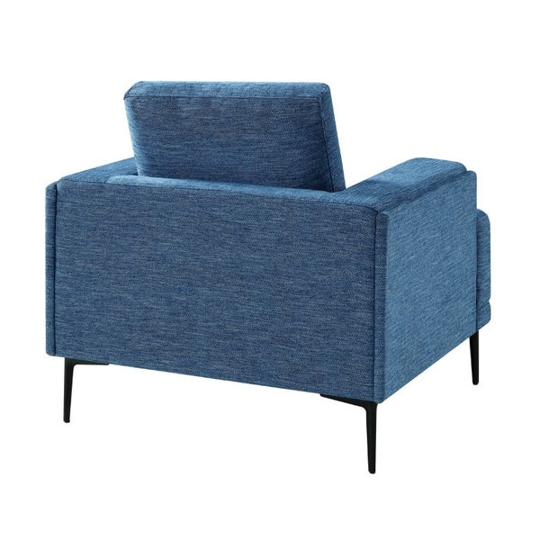 English Elm Swivel Accent Chair Chenille Upholstered Walnut Frame Mid-Century Living Room Seat Blue Chenille 40 L x 36 W x 36.5 H B011P582022