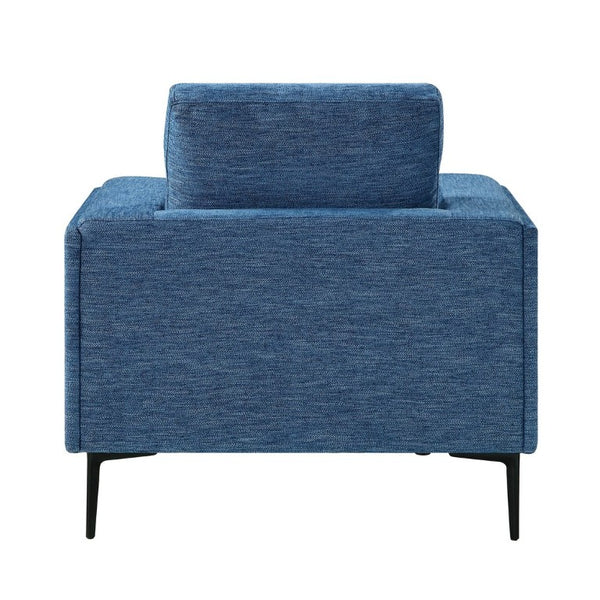 English Elm Swivel Accent Chair Chenille Upholstered Walnut Frame Mid-Century Living Room Seat Blue Chenille 40 L x 36 W x 36.5 H B011P582022