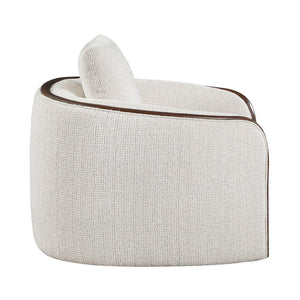 English Elm Swivel Accent Chair Chenille Upholstered Walnut Frame Mid-Century Living Room Seat Beige Chenille 42 L x 39 W x 34 H B011P582025