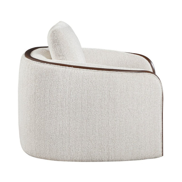 English Elm Swivel Accent Chair Chenille Upholstered Walnut Frame Mid-Century Living Room Seat Beige Chenille 42 L x 39 W x 34 H B011P582025