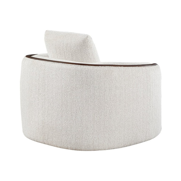 English Elm Swivel Accent Chair Chenille Upholstered Walnut Frame Mid-Century Living Room Seat Beige Chenille 42 L x 39 W x 34 H B011P582025