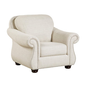English Elm Chair Rolled Arm Nailhead Accent Seat with Espresso Bun Feet for Classic Living Rooms B011P582028