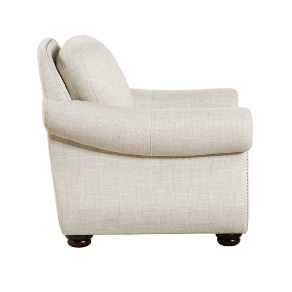 English Elm Chair Rolled Arm Nailhead Accent Seat with Espresso Bun Feet for Classic Living Rooms B011P582028