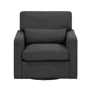 English Elm Swivel Barrel Lounge Chair Boucle Fabric Coil Cushion Seat for Living Room Comfort B011P582030