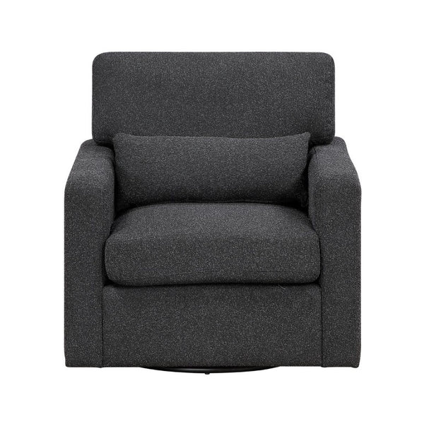 English Elm Swivel Barrel Lounge Chair Boucle Fabric Coil Cushion Seat for Living Room Comfort B011P582030