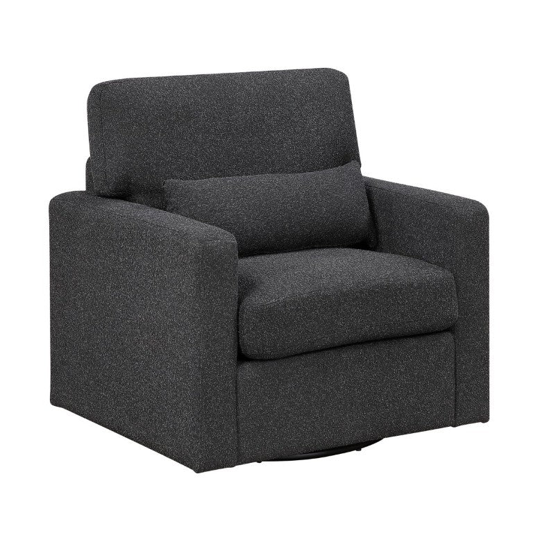 English Elm Swivel Barrel Lounge Chair Boucle Fabric Coil Cushion Seat for Living Room Comfort B011P582030