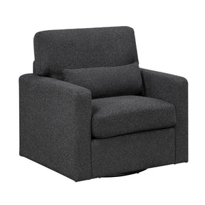 English Elm Swivel Barrel Lounge Chair Boucle Fabric Coil Cushion Seat for Living Room Comfort B011P582030