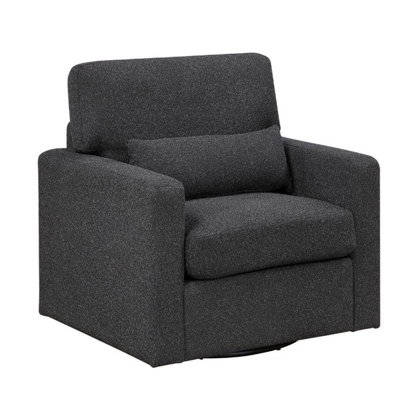 English Elm Swivel Barrel Lounge Chair Boucle Fabric Coil Cushion Seat for Living Room Comfort B011P582030