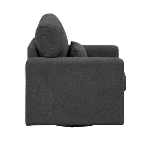 English Elm Swivel Barrel Lounge Chair Boucle Fabric Coil Cushion Seat for Living Room Comfort B011P582030