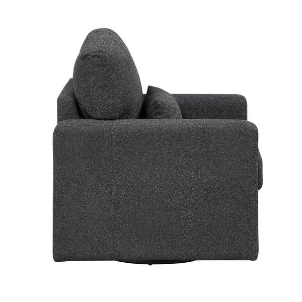English Elm Swivel Barrel Lounge Chair Boucle Fabric Coil Cushion Seat for Living Room Comfort B011P582030