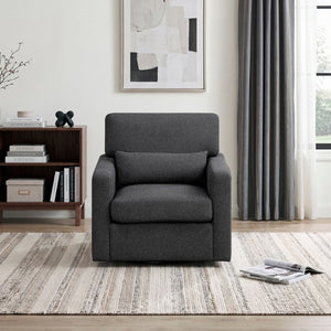 English Elm Swivel Barrel Lounge Chair Boucle Fabric Coil Cushion Seat for Living Room Comfort B011P582030