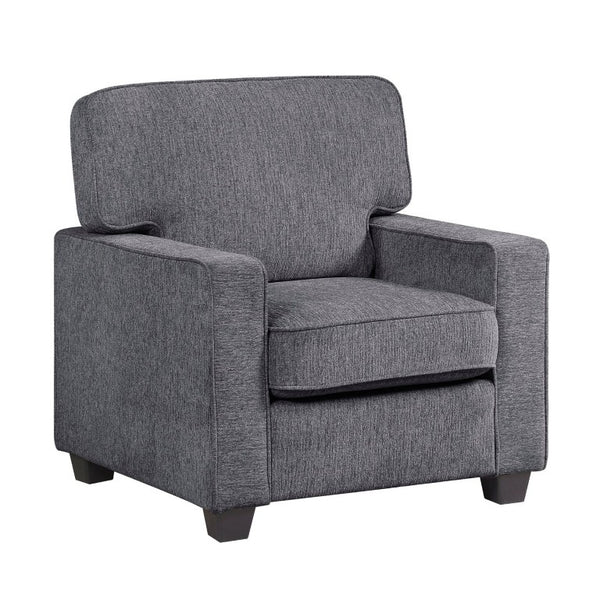 English Elm Chair Upholstered in Dark Gray Chenille with Pocket Coil Support and Faux Wood Feet B011P582037