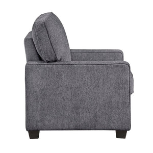 English Elm Chair Upholstered in Dark Gray Chenille with Pocket Coil Support and Faux Wood Feet B011P582037