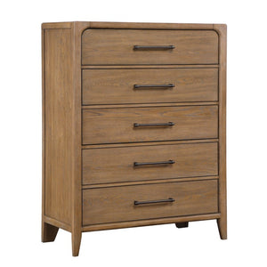 English Elm Modern Six Drawer Oak Veneer Dresser with Mirror Dovetail Joinery Bronze Pulls 5 Drawer Chest 40 L x 18 W x 52.5 H B011P582068