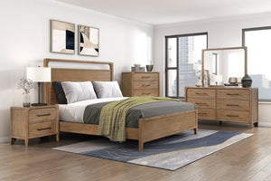 English Elm Modern Six Drawer Oak Veneer Dresser with Mirror Dovetail Joinery Bronze Pulls 6 Drawer Dresser 64 L x 18 W x 36.5 H B011P582069