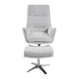 English Elm Swivel Accent Chair and Ottoman Set Soft Chenille Upholstery on Polished Silver Base B011P582748