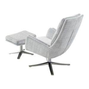 English Elm Swivel Accent Chair and Ottoman Set Soft Chenille Upholstery on Polished Silver Base B011P582748