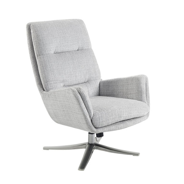 English Elm Swivel Accent Chair and Ottoman Set Soft Chenille Upholstery on Polished Silver Base B011P582748