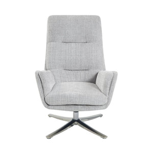 English Elm Swivel Accent Chair and Ottoman Set Soft Chenille Upholstery on Polished Silver Base B011P582748